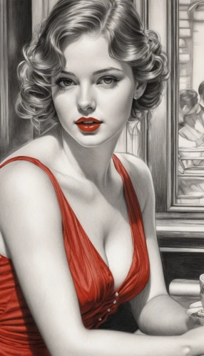 christmas pin up girl,valentine day's pin up,pin up christmas girl,valentine pin up,retro pin up girl,lady in red,vintage woman,retro 1950's clip art,retro pin up girls,retro women,retro woman,lempicka,pin up girl,barmaid,pin ups,woman at cafe,cigarette girl,marylyn monroe - female,pin-up girl,marylin monroe,Illustration,Black and White,Black and White 30