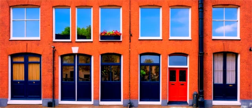 row of windows,rowhouses,rowhouse,red bricks,townhouses,red brick,blue doors,shutters,straat,fenestration,row houses,window with shutters,facades,colorful facade,french windows,schaerbeek,speicherstadt,oosterhuis,dordrecht,haggerston,Art,Artistic Painting,Artistic Painting 26