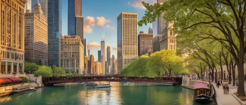 chicago,metra,chicago skyline,chicagoland,chicagoan,grand canal,dearborn,illinois,lake shore,canal,city moat,canals,detriot,waterways,streeterville,financial district,uzak,dusable,birds of chicago,cta,Art,Classical Oil Painting,Classical Oil Painting 02