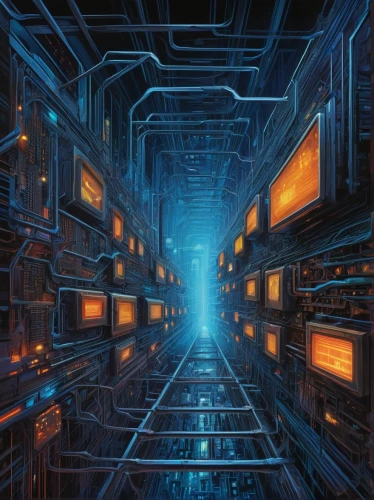 mainframes,sci fiction illustration,neutrino,supercomputer,cyberspace,cyberia,cyberscene,cybercity,cybernet,datacenter,supercomputers,neuromancer,cyberview,mainframe,neutrinos,scifi,sulaco,backplane,cyberworld,collider,Conceptual Art,Oil color,Oil Color 04