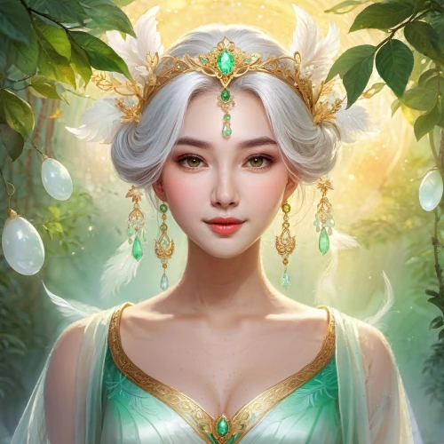 fantasy portrait,chryste,jasmine blossom,galadriel,jianyin,xianwen,rongfeng,white rose snow queen,qianwen,diwata,elven,xufeng,yangmei,yingjie,fairy tale character,elsa,jingqian,zhiwen,qianfei,qiwen