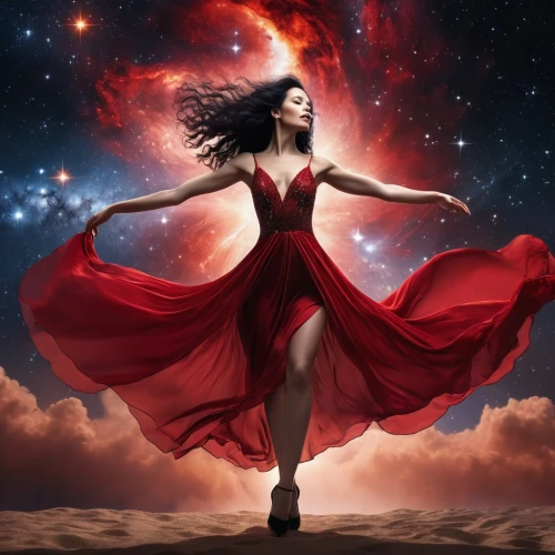 man in red dress,lady in red,girl in red dress,red gown,fantasy picture,photo manipulation,red dress,celestial body,red,fantasy woman,photoshop manipulation,red cape,photomanipulation,flamenca,soulforce,red planet,red matrix,flamenco,moondance,red tunic,Photography,General,Realistic