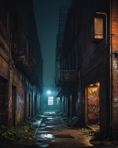 alleyway,alleyways,alley,alleys,alleycat,sidestreet,old linden alley,sidestreets,blind alley,ruelle,alley cat,slum,world digital painting,nacht,urban,night scene,lostplace,backstreets,abandoned places,urban landscape,Art,Classical Oil Painting,Classical Oil Painting 25