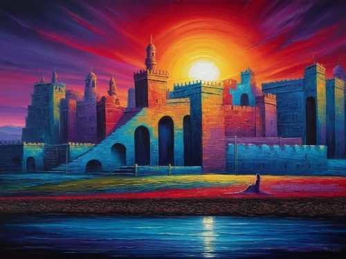 arabic background,hassan 2 mosque,ancient city,mosques,motlaq,tirith,maghreb,egyptian temple,agrabah,qaitbay,fantasy picture,world digital painting,fantasy city,barad,the hassan ii mosque,maqdadiyah,kemet,fantasy art,karbala,castle of the corvin,Illustration,Realistic Fantasy,Realistic Fantasy 25