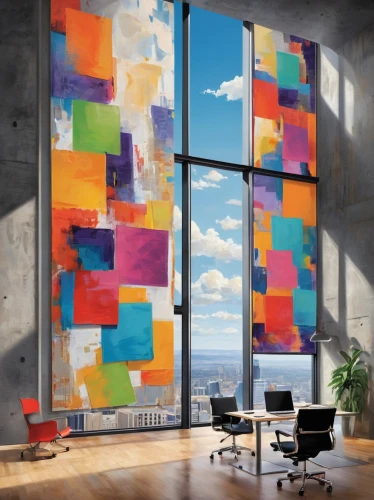 mondriaan,glass wall,modern decor,window curtain,colorful glass,glass blocks,windows wallpaper,contemporary decor,post-it notes,windows,wall decoration,oticon,abstract air backdrop,windowblinds,abstract painting,stained glass pattern,wallcoverings,interior decor,color wall,interior decoration,Conceptual Art,Oil color,Oil Color 25