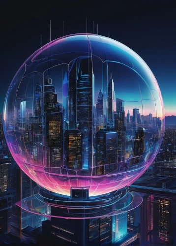 glass sphere,technosphere,giant soap bubble,cybercity,glass ball,orb,lensball,crystalball,primosphere,cyberview,spherical,quarantine bubble,globecast,cybertown,cosmosphere,crystal ball,gyroscopic,discoidal,perisphere,cyberworld,Art,Artistic Painting,Artistic Painting 24