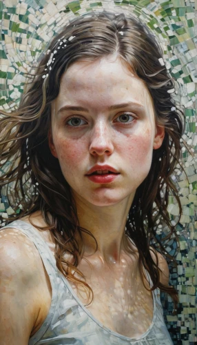 dennings,oil painting on canvas,oil painting,hyperrealism,glass painting,photorealist,dussel,overpainting,photo painting,girl in the garden,oil on canvas,art painting,oil paint,young woman,girl on the river,girl with cloth,fragmented,meticulous painting,pittura,photorealism,Conceptual Art,Oil color,Oil Color 05