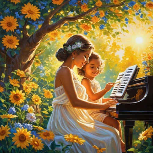 piano lesson,piano player,serenade,pianist,concerto for piano,pianoforte,cute girl playing piano,piano keyboard,play piano,pianists,musicians,playing outdoors,harmony,melodious,musicale,piano,keyboard instrument,musique,pianet,electronic keyboard,Illustration,Realistic Fantasy,Realistic Fantasy 39