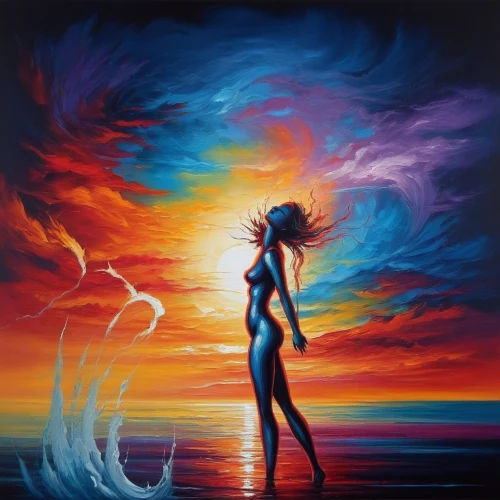 sirene,oil painting on canvas,neon body painting,dubbeldam,art painting,dream art,atlantica,sundancer,fluidity,soulforce,fantasy art,the wind from the sea,amphitrite,oil painting,fathom,dreamscapes,samuil,dance with canvases,fire and water,luminosity,Illustration,Realistic Fantasy,Realistic Fantasy 25