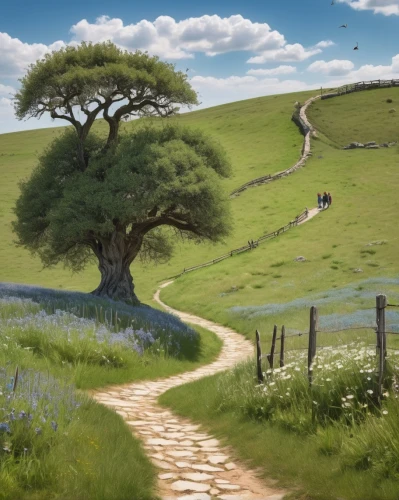 pathway,cartoon video game background,the mystical path,tree lined path,the path,winding road,walking in a spring,hiking path,tree top path,everwood,country road,tree of life,hobbiton,path,chemin,landscape background,roadless,forest path,lonetree,nargothrond,Illustration,Retro,Retro 25