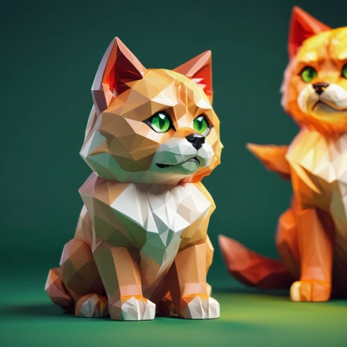 low poly,lowpoly,georgatos,catterns,orange tabby cat,firestar,sculpts,3d model,figurines,ginger cat,red tabby,orange tabby,gatos,3d render,two cats,plush figures,kits,breed cat,3d rendered,felines,Unique,3D,Low Poly