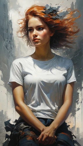 girl in t-shirt,clary,windblown,girl with a wheel,hausser,transistor,girl sitting,annabeth,westerfeld,sci fiction illustration,world digital painting,overpainting,mystical portrait of a girl,little girl in wind,jeanneney,jasinski,young woman,girl in a long,romanoff,rousse,Conceptual Art,Fantasy,Fantasy 12