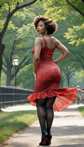 gabourey,latrice,chrisette,ukwu,man in red dress,curvaceous,ledisi,chimamanda,shapewear,lady in red,letoya,latavia,marcedes,african american woman,girl in red dress,prancing,beyonc,beyonce,strutting,shawnna,Illustration,Realistic Fantasy,Realistic Fantasy 21