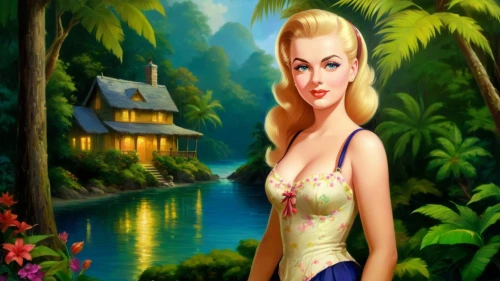 connie stevens - female,the blonde in the river,amazonica,thumbelina,fairy tale character,background ivy,landscape background,dorthy,tinkerbell,fairyland,ninfa,desilu,gwtw,faires,hawaiiana,background image,maureen o'hara - female,disneyfied,bewitched,southern belle