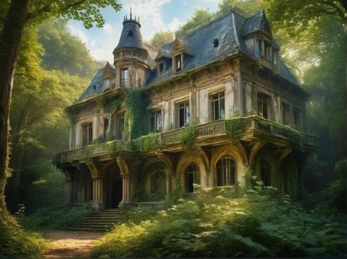 house in the forest,forest house,witch's house,abandoned house,dreamhouse,victorian house,fairytale castle,fairy tale castle,ancient house,the haunted house,old victorian,witch house,abandoned place,ghost castle,lonely house,chateaux,haunted house,creepy house,beautiful home,victorian,Conceptual Art,Fantasy,Fantasy 05