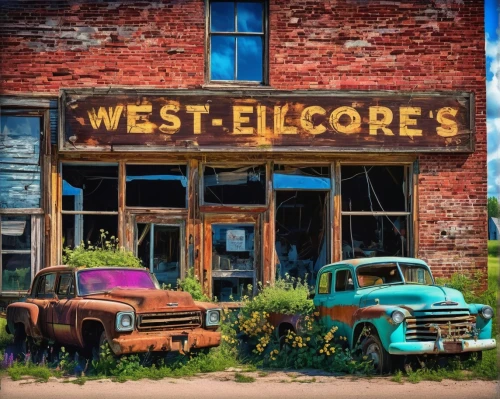 westcor,westerngeco,old tires,auto repair shop,vintage vehicle,old vehicle,general store,retro automobile,wesco,wild west hotel,old cars,retro vehicle,rust truck,oldsmobiles,store front,ektachrome,westcar,western,bygone,chainstore,Conceptual Art,Daily,Daily 21