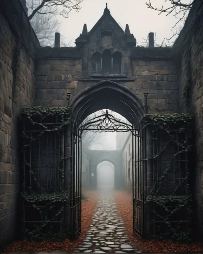 haunted castle,ghost castle,blackgate,iron gate,creepy doorway,haunted cathedral,gatehouses,entrada,agecroft,doorways,entranceways,archway,gateway,hall of the fallen,the threshold of the house,the haunted house,archways,heaven gate,reformatory,entrances,Art,Artistic Painting,Artistic Painting 06