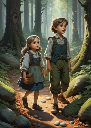 happy children playing in the forest,little boy and girl,girl and boy outdoor,little girls walking,vintage boy and girl,children's background,forest walk,halflings,walk with the children,townsfolk,vintage children,forest workers,boy and girl,hikers,children,explorers,kids illustration,school children,schoolchildren,young couple,Conceptual Art,Fantasy,Fantasy 13