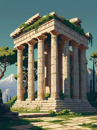 greek temple,artemis temple,temple of diana,roman temple,erechtheion,propylaea,temple of hercules,panagora,erechtheus,the ancient world,herakleion,house with caryatids,acropolis,pompeii,caesonia,doric columns,leptis,messene,temple of poseidon,metapontum,Unique,Pixel,Pixel 01