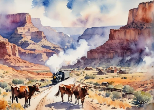 watercolor painting,desert landscape,western riding,navajo,fairyland canyon,westerns,desert desert landscape,intrawest,watercolor,watercolorist,navaho,watercolor background,watercolourist,guards of the canyon,pecos,grand canyon,canyon,southwestern,watercolor paint strokes,crawshay,Illustration,Paper based,Paper Based 25