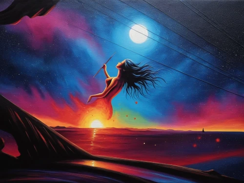 falling star,falling stars,samuil,wieslaw,dreamscapes,space art,dreamtime,sedna,dreamscape,hanging moon,fantasy picture,stargazer,moon and star background,moondance,stargazing,aurora australis,moonrise,the night sky,dream art,the moon and the stars,Illustration,Realistic Fantasy,Realistic Fantasy 25