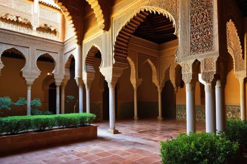 alcazar of seville,alhambra,inside courtyard,la kasbah,alcazar,mudejar,mezquita,kasbah,cloister,quasr al-kharana,deruta,ibn tulun,marrakech,morroco,moroccan pattern,mamounia,courtyard,mihrab,arcaded,madrasa,Illustration,Paper based,Paper Based 14