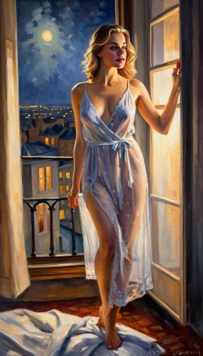 nightdress,donsky,the girl in nightie,mariah carey,nightgown,fischl,woman playing,night scene,nightie,italian painter,oil painting on canvas,oil on canvas,marilyn monroe,follieri,oil painting,currin,woman with ice-cream,contradanza,art painting,moondance,Conceptual Art,Oil color,Oil Color 22