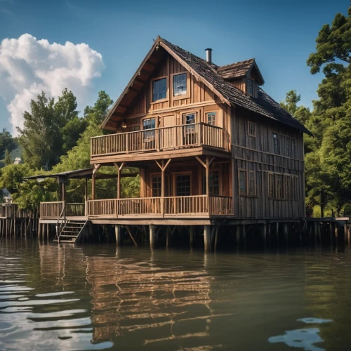 stilt house,house by the water,house with lake,stilt houses,boat house,floating huts,fisherman's house,houseboat,boathouse,wooden house,summer cottage,deckhouse,boathouses,boat shed,boatshed,house of the sea,ferry house,log home,houseboats,timber house,Photography,General,Realistic