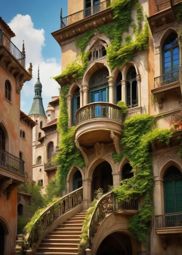 theed,balconies,naboo,beautiful buildings,townscapes,hanging houses,citadels,granada,roof landscape,sapienza,medieval town,townhouses,girona,alcazar,winding steps,lombardy,provencal,rivendell,alcazar of seville,townsmen,Illustration,Abstract Fantasy,Abstract Fantasy 18