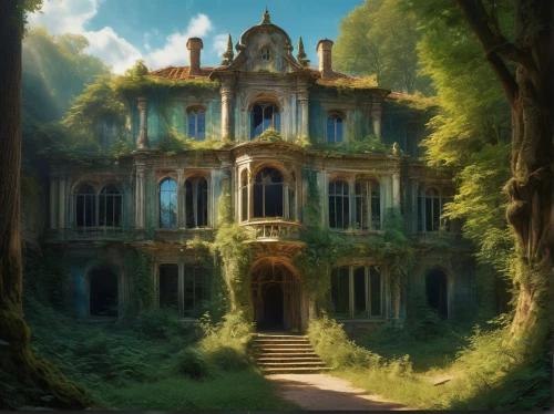 house in the forest,abandoned house,abandoned place,forest house,ancient house,witch's house,lostplace,ghost castle,lost place,the haunted house,lonely house,dreamhouse,sanatorium,apartment house,dandelion hall,the threshold of the house,abandoned places,mansion,old home,villa balbianello,Conceptual Art,Fantasy,Fantasy 05