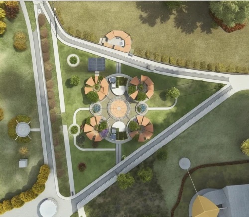 roundabout,highway roundabout,roundabouts,bird's-eye view,japanese zen garden,helipad,hospital landing pad,hypocenter,urban park,solar cell base,sculpture park,oval forum,view from above,flower clock,heliports,landscape plan,capitol square,biospheres,the old botanical garden,zen garden,Photography,General,Realistic