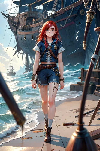 scarlet sail,pirate,shipwright,seafaring,pirate treasure,the sea maid,galleon,pirate ship,seafarer,trine,triss,merchantman,figurehead,aveline,shipwrights,harbormaster,assails,red sail,sea fantasy,sails,Anime,Anime,General