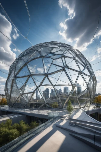 etfe,spaceframe,futuristic architecture,arcology,futuristic art museum,glass sphere,musical dome,roof domes,safdie,futuroscope,biosphere,calgary,geodesic,honeycomb structure,sky space concept,tiger and turtle,macewan,odomes,skydome,superstructures,Art,Artistic Painting,Artistic Painting 03