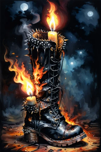 fire artist,burning torch,pillar of fire,pyromaniac,trample boot,fire background,boot,fire master,bootmaker,firestarter,moon boots,fire siren,pyromania,witchfire,jackboot,dancing flames,incinerate,steel-toed boots,cauldron,boots,Illustration,Paper based,Paper Based 04