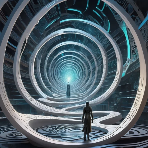 wormhole,pandorica,argost,wormholes,silico,stargates,labyrinths,tron,vortex,cyberia,collider,arcology,helix,toroidal,time spiral,portals,predestination,labyrinthian,singularity,holodeck,Conceptual Art,Sci-Fi,Sci-Fi 24