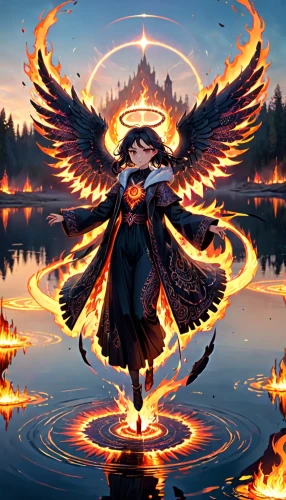 fire angel,shakugan,avialae,fukawa,uniphoenix,magica,pheonix,ozen,phoenix,seraph,angelfire,horikawa,nobukatsu,seraphim,winged heart,black angel,fallen angel,archangel,flame robin,azula,Anime,Anime,General