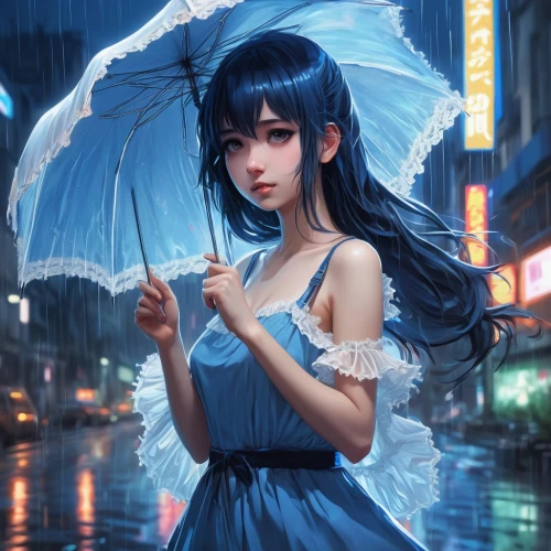 blue rain,umbrella,shimei,rainy,asian umbrella,parasol,stormy blue,umbrellas,in the rain,walking in the rain,lluvia,summer umbrella,effluvia,rainswept,rain,rained,blue heart,rainy day,blue rose,blu,Conceptual Art,Fantasy,Fantasy 01
