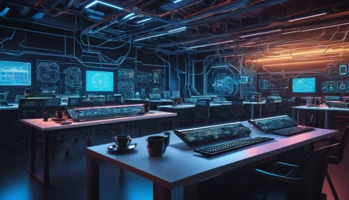 computer room,control center,the server room,control desk,engine room,spaceship interior,cyberonics,hackerspace,supercomputers,cybercafes,computerworld,supercomputer,data center,cyberport,workstations,datacenter,cyberscene,computer workstation,research station,fractal design,Illustration,Black and White,Black and White 26