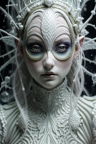 the snow queen,vespertine,ice queen,white rose snow queen,arachne,medusa,fathom,suit of the snow maiden,unseelie,enchantress,the enchantress,giger,white lady,humanoid,silvered,parasitized,gorgon,telepath,biomechanical,electress