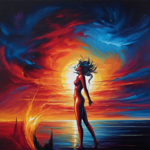 sundancer,fire dancer,samuil,flame spirit,aflame,dubbeldam,fire angel,fire artist,fire dance,dancing flames,flame of fire,fire and water,transistor,inanna,fire siren,sirene,incandescence,inviolate,firedancer,art painting,Illustration,Realistic Fantasy,Realistic Fantasy 25