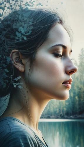 mystical portrait of a girl,faery,fantasy portrait,faerie,naiad,behenna,world digital painting,serene,lorien,kahlan,margaery,druidry,katniss,fantasy picture,fantasy art,elvish,wistful,noldor,melian,woman thinking,Conceptual Art,Fantasy,Fantasy 12