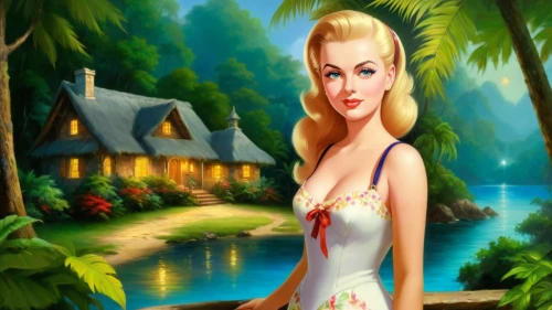 connie stevens - female,landscape background,the blonde in the river,background ivy,hawaiiana,mermaid background,art deco background,summer background,cartoon video game background,background image,gardenia,fairy tale character,tropical house,southern belle,tinkerbell,marylyn monroe - female,pin ups,thumbelina,love background,faires