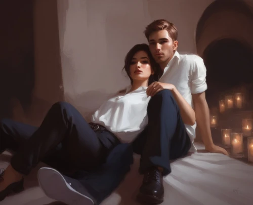 seana,vettriano,lucian,romantic portrait,digital painting,fitzsimmons,honeymoon,young couple,homel,amants,roaring twenties couple,sabriel,broods,overpainting,bellocchio,mote,equals,melian,photo painting,mobster couple,Conceptual Art,Fantasy,Fantasy 17