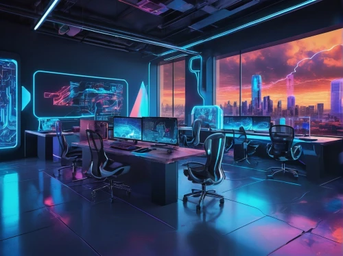 computer room,cyberscene,cyberpunk,working space,modern office,cybertown,cybercafes,computer workstation,cyberworld,cyberspace,workspaces,cybercity,the server room,creative office,workstations,study room,futuristic landscape,cyberport,cyberia,cyber,Conceptual Art,Oil color,Oil Color 21