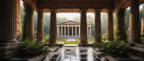 pillars,peristyle,doric columns,temple of diana,egyptian temple,colonnaded,columns,greek temple,neoclassical,mausoleum ruins,courtyards,marble palace,colonnades,amanresorts,mausolea,jardiniere,columned,cistern,mausoleums,three pillars,Conceptual Art,Daily,Daily 02