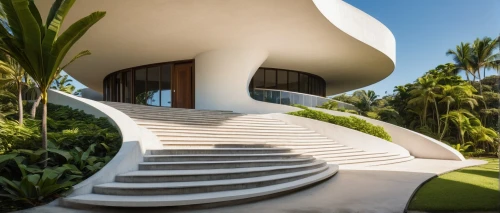 dunes house,seidler,niemeyer,futuristic architecture,modern architecture,tropical house,mustique,utzon,dreamhouse,house shape,superadobe,modern house,beach house,cubic house,luxury property,mahdavi,architecturally,roof domes,cube house,outside staircase,Illustration,Retro,Retro 10
