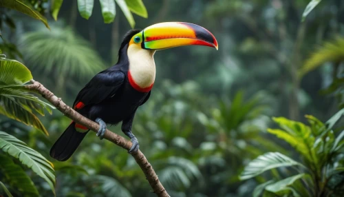 toucan perched on a branch,chestnut-billed toucan,toco toucan,keel-billed toucan,yellow throated toucan,perched toucan,keel billed toucan,brown back-toucan,black toucan,toucan,pteroglossus aracari,ramphastos,pteroglosus aracari,swainson tucan,tucan,toucans,tucano,tropical bird,tropical bird climber,guacamaya,Photography,General,Realistic