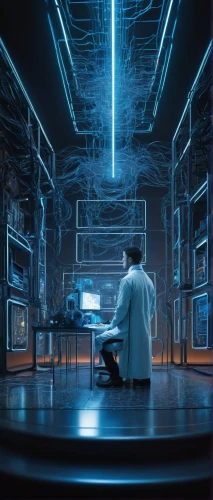 computer room,man with a computer,supercomputer,the server room,schmidhuber,cyberscene,cyberview,supercomputers,technologist,computerworld,mainframes,computation,cyberia,cyberscope,computer,technological,computerization,sci fiction illustration,technophobia,computerized,Illustration,Abstract Fantasy,Abstract Fantasy 19