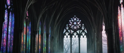 haunted cathedral,cathedrals,stained glass,gothic church,stained glass windows,cathedral,shadowgate,triforium,neogothic,magisterium,stained glass window,sagrada,gothic,gothicus,sanctum,hall of the fallen,sanctuary,diagon,gothic style,holy place,Illustration,Paper based,Paper Based 20