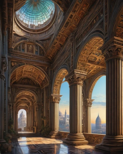 neoclassical,imperialis,neoclassicism,pillars,archly,marble palace,cochere,neoclassicist,louvre,columns,theed,neoclassic,schuitema,radiosity,hall of the fallen,citadels,colonnades,ancient city,schuiten,soane,Art,Classical Oil Painting,Classical Oil Painting 28